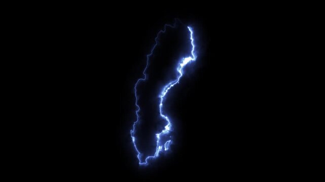 Glowing SWEDEN Neon Map Motion Graphics isolated on Dark Background