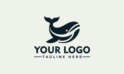 Minimalist whale logo design template vector illustration for ocean brand identity design © nuaari