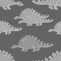 Hand drawn cute dinosaurs collection. Prehistoric animal characters set with t-rex and triceratops sketch. Seamless pattern background with cartoon jurassic reptile illustration isolated. © Paint_art