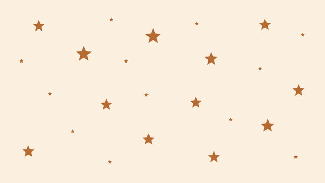 Star pattern vector illustration with varying sizes and shades of brown on a beige background stars starry starfield