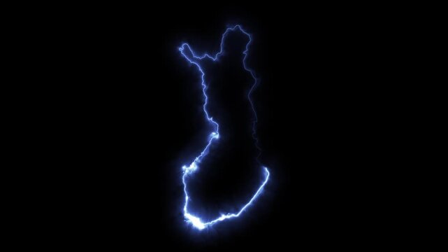 Glowing FINLAND Neon Map Motion Graphics isolated on Dark Background