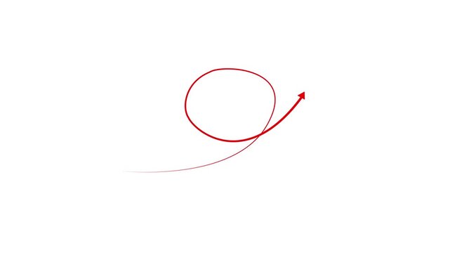 4k Long dotted line arrow animation to indicate an object. arrow animation following wavy dotted line. target arrow icon on black background.