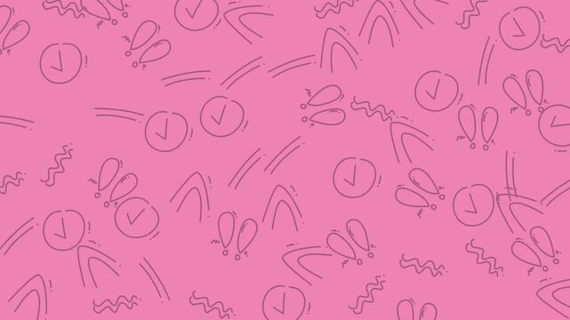 Pattern featuring bright pink background with hand-drawn checkmarks and abstract curves creates an energetic and organized visual layout perfect for educational materials and productivity tools.
