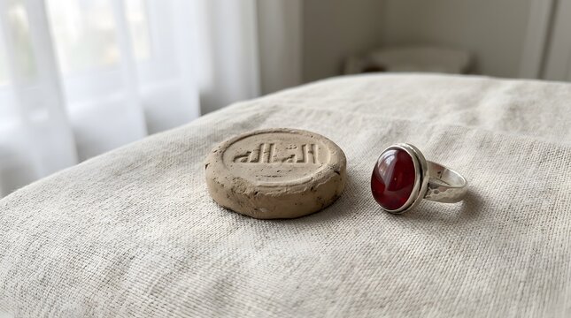 Spiritual Arbaeen Image Showing Karbala Clay Turbah And Red Aqeeq Ring