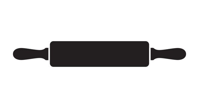 Rolling Pin Silhouette Against White Background Minimalist Black Shape