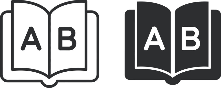 Glossary Icon. Educational Reference Symbol Representing Definitions, Terminology, Vocabulary Learning And Knowledge Organization.