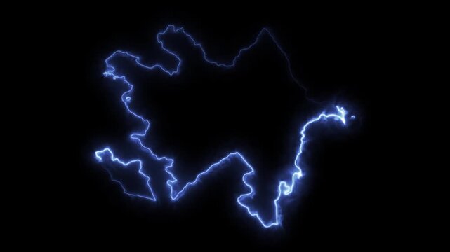 Glowing AZERBAIJAN Neon Map Motion Graphics isolated on Dark Background