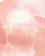 Fototapeta premium Soft Pastel Pink Watercolor Wash Background with Subtle Paper Texture, Elegant Abstract Gradient Wallpaper for Artistic Design Projects, Minimalist Blush Fluid Paint Surface with Copy Space