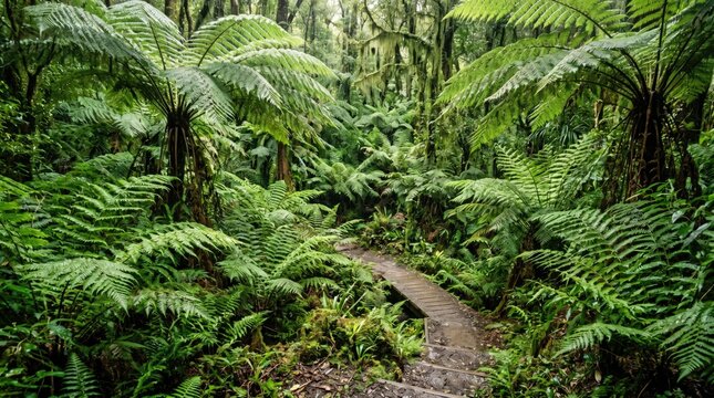 Fern jungle path landscape