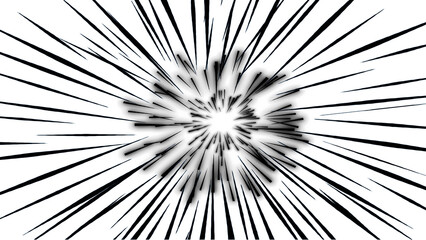Naklejka premium Dynamic manga speed lines background with intense black radial action lines for creative visual art