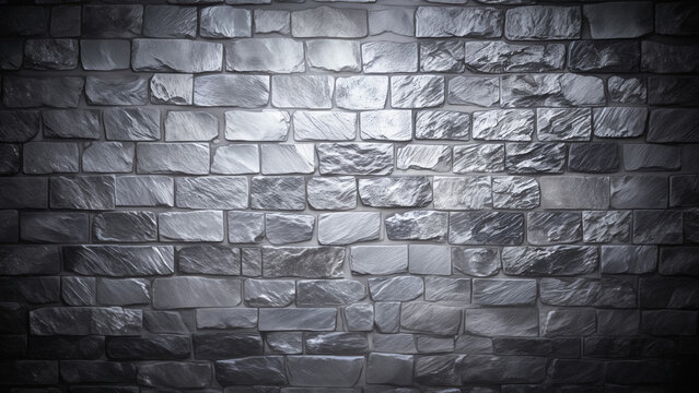 Dark Grey Stone Brick Wall Texture Background with Vignette Effect, Rustic Masonry Pattern with Dramatic Lighting for Interior Design Wallpaper and Graphic Design Projects