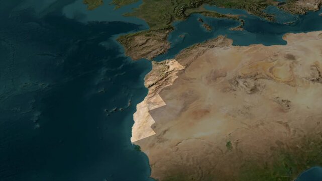  Zooming From World Map To Morocco, High Tech Colorful Map Animation