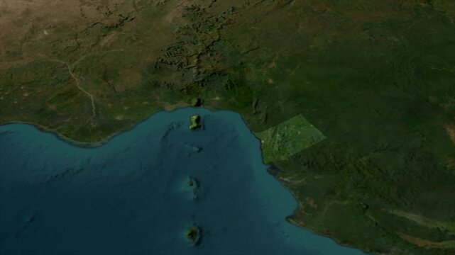  Zooming From World Map To EQUATORIAL GUINEA, High Tech Colorful Map Animation