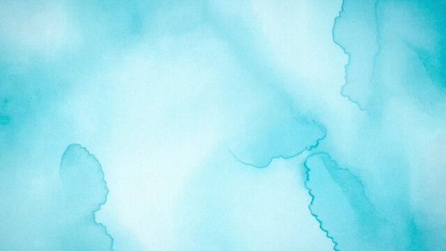 Soft Cyan Watercolor Wash Abstract Background with Gentle Gradient Texture and Fluid Organic Shapes for Minimalist Desktop Wallpaper and Creative Graphic Design Projects