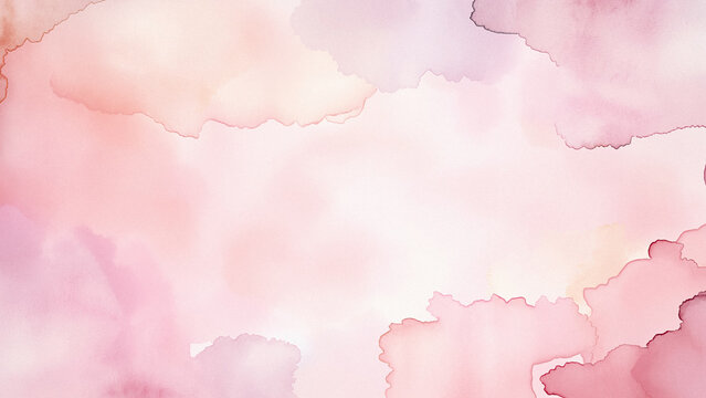 Soft Pastel Pink Watercolor Background with Dreamy Clouds and Gradient Texture, Elegant Minimalist Artistic Wallpaper Design with Copy Space for Creative Projects and Graphic Design Layouts