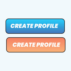 Fototapeta premium Blue and Orange Create Profile Web Buttons Set Vector Graphic for Website Call to Action