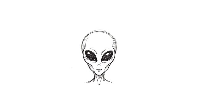 Alien Head Doodle Line Icon Animation Motion Graphic