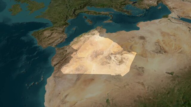  Zooming From World Map To ALGERIA, High Tech Colorful Map Animation