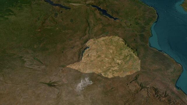  Zooming From World Map To ZIMBABWE, High Tech Colorful Map Animation