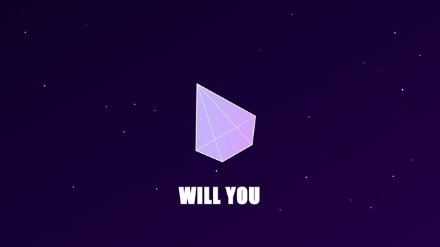 Will you morphing geometric diamond shape animation on dark starry 4k background, abstract