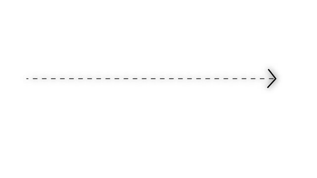 right arrow direction icon with dotted line animation on white background. dot arrows icon sign animated with alpha channel. Black straight arrows animation