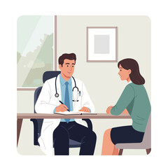 Fototapeta premium Doctor Patient Consultation In Modern Medical Office Setting