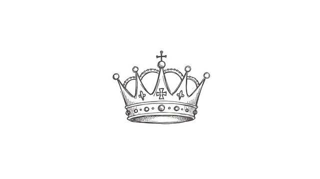 Crown Doodle Line Icon Animation Motion Graphic