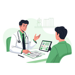 Fototapeta premium Doctor Patient Consultation With Digital Tablet And Medical Records