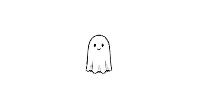 Ghost Doodle Line Icon Animation Motion Graphic