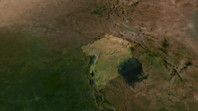  Zooming From World Map To UGANDA, High Tech Colorful Map Animation