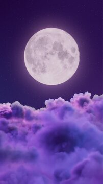 Fantasy Moonlit Purple Cloudscape Seamless Loop Video