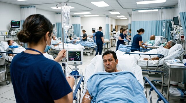 Hospital Ward Treating Multiple Heatstroke Patients


