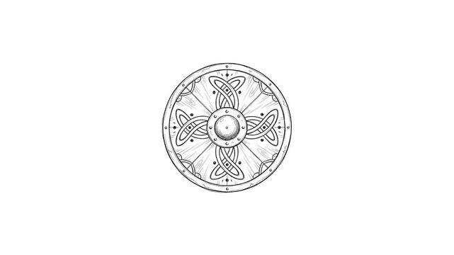 Viking Shield Doodle Line Icon Animation Motion Graphic
