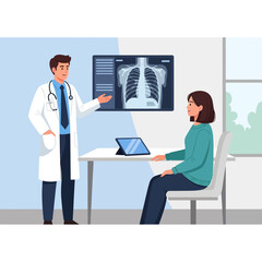 Fototapeta premium Doctor Explaining X-Ray Results To Patient In Medical Consultation