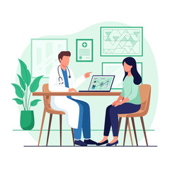 Fototapeta premium Doctor Explaining Medical Information To Patient Illustrating Healthcare Consultation And Patient