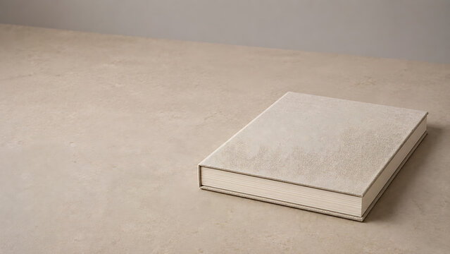 Textured white book cover on a neutral surface representing inflation in educational and publishing costs with textbook education inflation publishing literary knowledge expensive hardcover