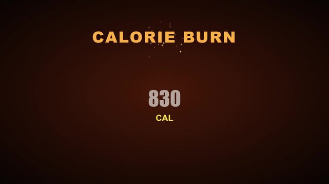 Calorie burn counter animation with 830 calories display for fitness tracking and health progress monitoring 4k