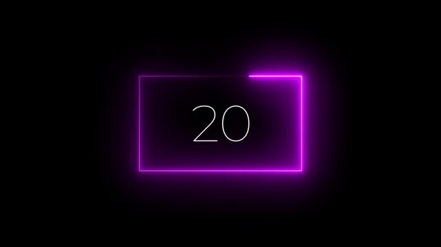 Neon glowing number 22 digital clock display abstract futuristic background