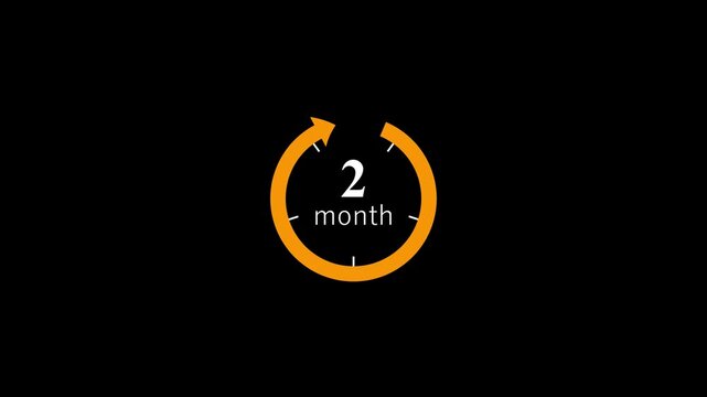 Two month countdown circular timer animation yellow neon glow dark background