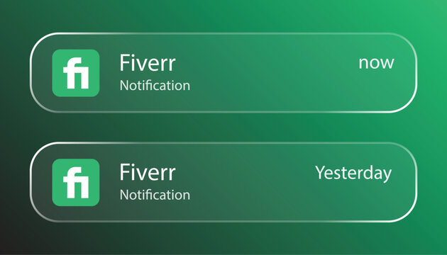Fiverr Notification Interface in Liquid Glass Style, Editorial Use Only