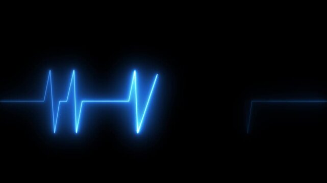 Neon heart beat line animation video abstract neon icon animation heartbeat&nbsp; Abstract cyan neon heartbeat and pulse rate signal.4k video