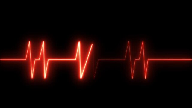 Neon heart beat line animation video abstract neon icon animation heartbeat&nbsp; Abstract cyan neon heartbeat and pulse rate signal.4k video