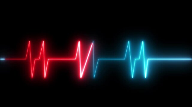 Neon heart beat line animation video abstract neon icon animation heartbeat&nbsp; Abstract cyan neon heartbeat and pulse rate signal.4k video