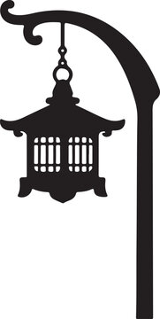 vector illustration of a Japanese lantern in a cage on white background