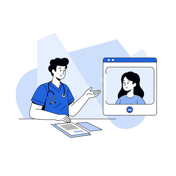 Doctor Consults Patient Via Telemedicine Technology For Online Health Care