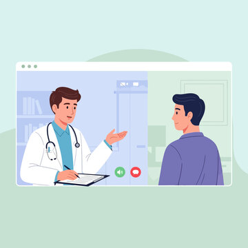 Doctor Consults Patient Via Video Call Consultation