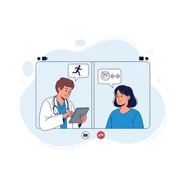 Doctor Consults Patient Via Video Call Promoting Health And Wellness