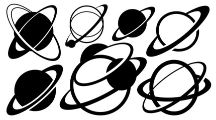 Abstract black and white planet and ring designs © MUKTARANI