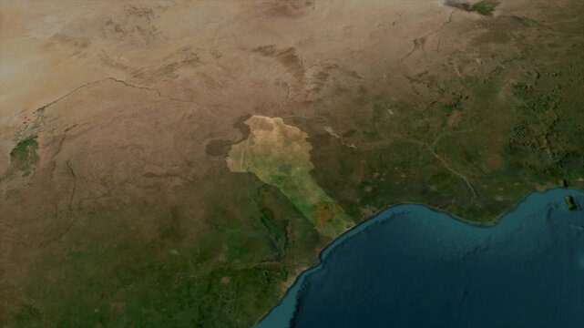  Zooming From World Map To BENIN, High Tech Colorful Map Animation