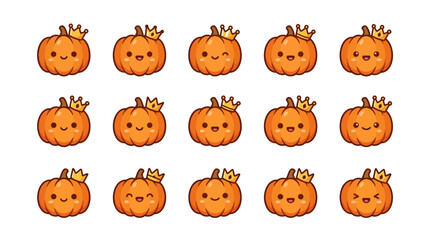 Obraz premium Royal pumpkin prince and princess character collection.
